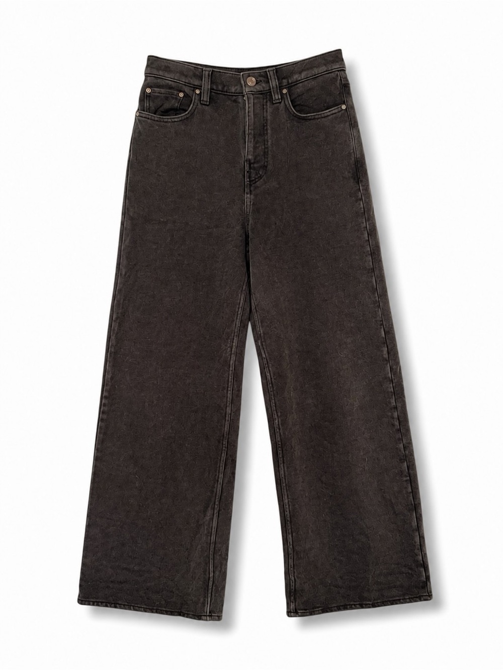 GAP Heavyweight French Terry Wide Leg in Washed Black - Picture 2 of 5